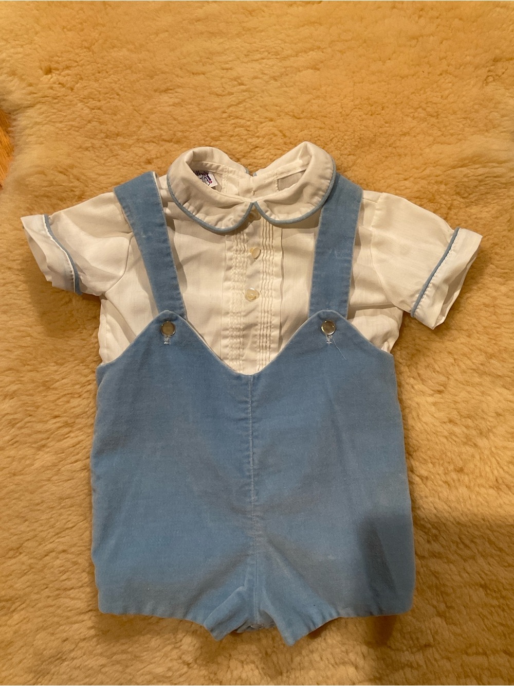 Vintage Toddle Tyke blue romper and shirt set